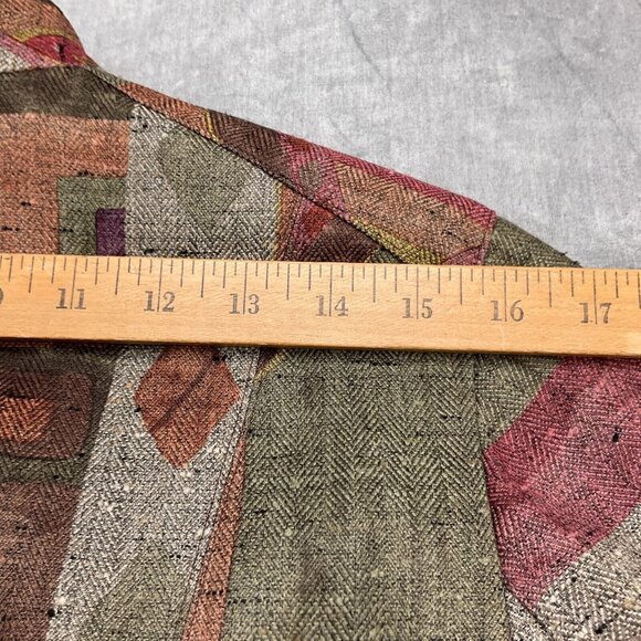 Coldwater Creek Jacket‎ Women Medium Rust Green Herringbone Tweedy Patch Boho - Picture 8 of 11